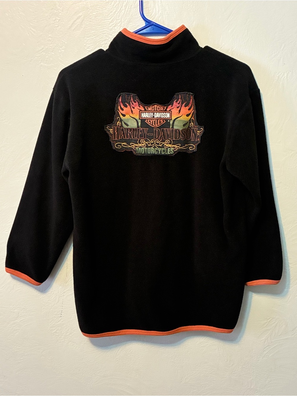 Harley-Davidson Black Fleece Pullover Jacket Size 12/14 Holographic Patch